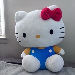 Hello Kitty Plush with Red Bow and Blue Outfit